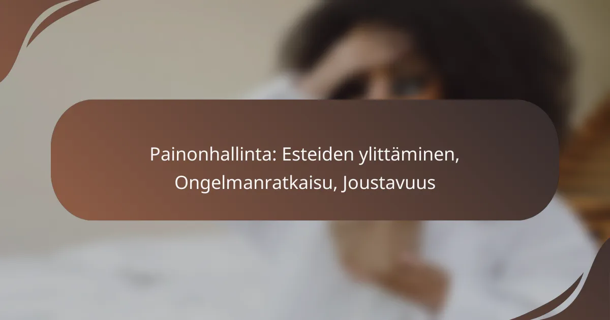 Painonhallinta: Esteiden ylittäminen, Ongelmanratkaisu, Joustavuus