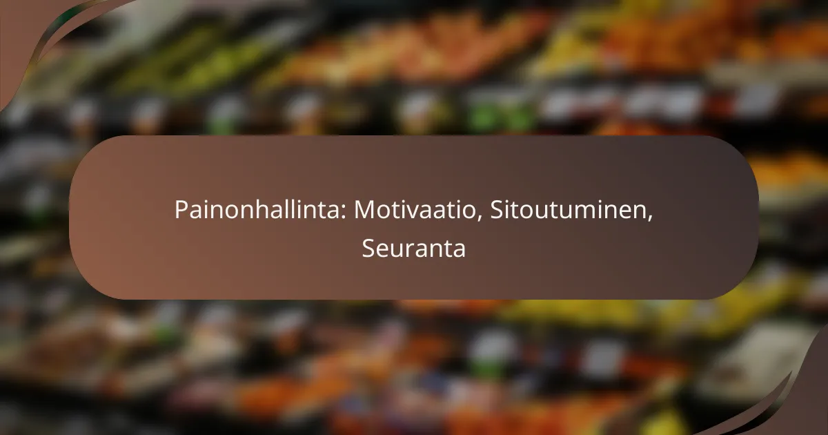 Painonhallinta: Motivaatio, Sitoutuminen, Seuranta