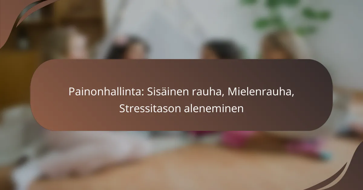Painonhallinta: Sisäinen rauha, Mielenrauha, Stressitason aleneminen