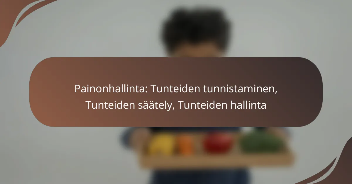 Painonhallinta: Tunteiden tunnistaminen, Tunteiden säätely, Tunteiden hallinta