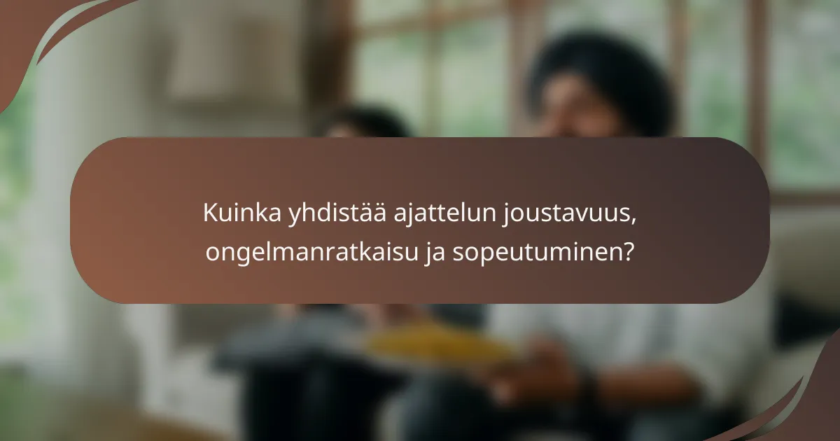Kuinka yhdistää ajattelun joustavuus, ongelmanratkaisu ja sopeutuminen?